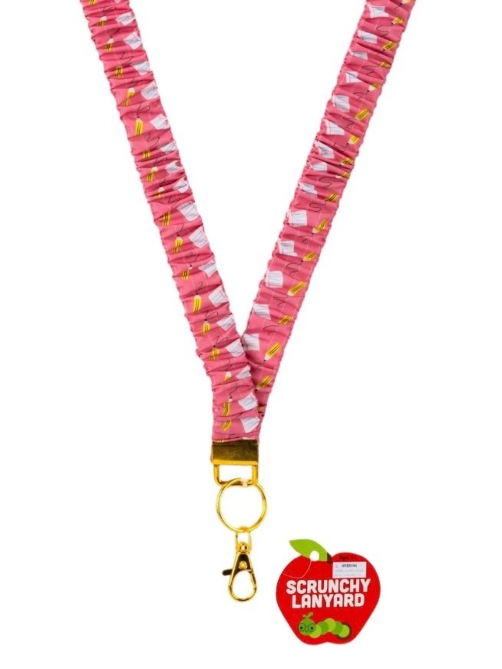 Scrunchy Lanyard in Rose Pink with Gold Hardware for Teachers
